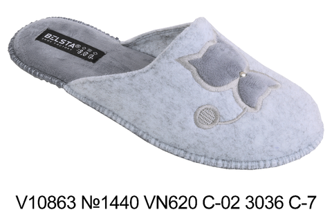 Жіночі закриті капці БЕЛСТА із сірої італійської повсті прикрашені вишивкою - 1