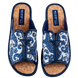 Жіночі відкриті капці БЕЛСТА з білого текстилю з темно синім візерунковим принтом на корку - 2